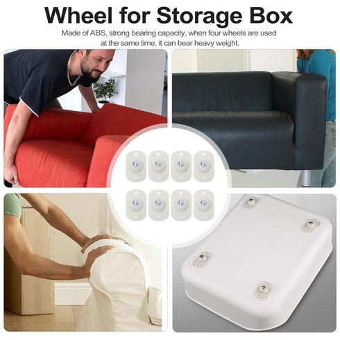 8pcs NUOBESTY Self-Adhesive Sticky Casters Universal Swivel Storage Box Wheels with Steel Ball Bearings for Rolling