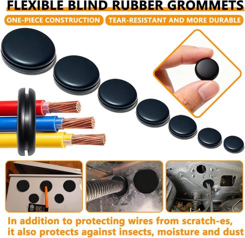 Grommet 70 Pack 7 Grommets Rubber Kit - Sizes Firewall Rubber Hole Plugs Rubber for Wiring, Automotive, Home