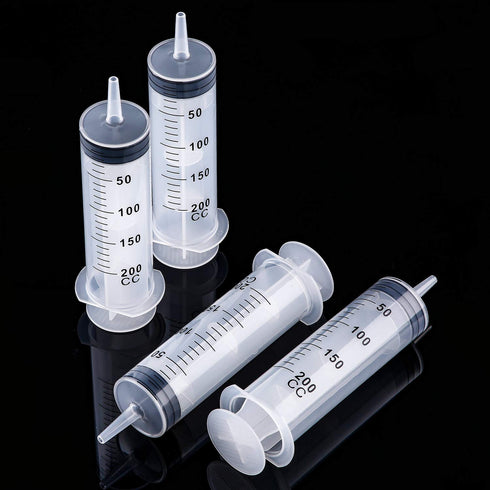 Frienda Large Plastic Syringe Tools, 4 Pack Measuring Dispensing Syringe (200 ml) for Multiple Uses