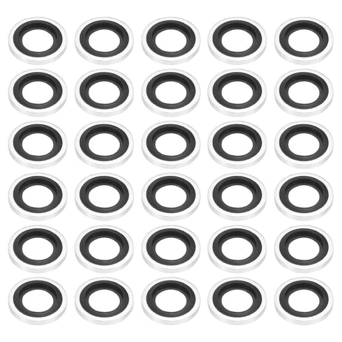 PATIKIL G1/8 Self-Centered Bonded Sealing Gasket, 30Pcs NBR Metal Washers for Automotive, Plumbing, Cylinder Repairs