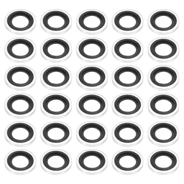 PATIKIL G1/8 Self-Centered Bonded Sealing Gasket, 30Pcs NBR Metal Washers for Automotive, Plumbing, Cylinder Repairs