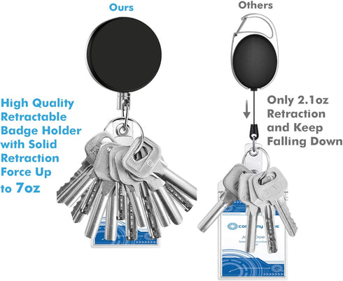 Selizo 4 Pieces Heavy Duty Retractable Badge Holder ID Badge Reel with Keychain Ring Clip