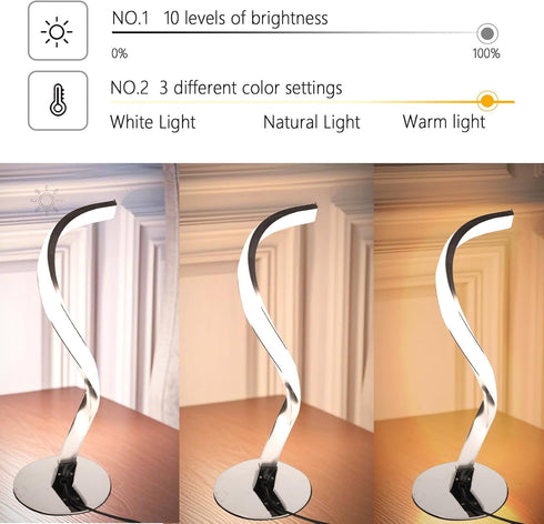 Generic Dimmable LED Table Lamp, Touch Control LED Nightstand Lamp, Unique Bedside for Home Decor Living Room Bedroom