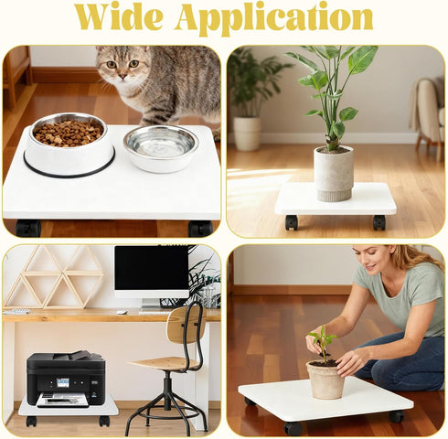 Wopgrty 2 4 Pcs Under Desk Printer Stand with Caster Wheels, White Movable Printer, White Rolling Plant Rack Tray