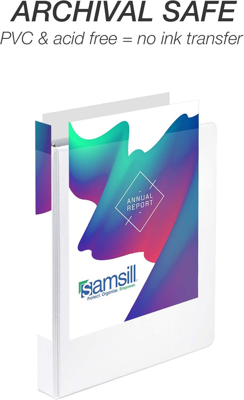 Samsill Durable 1 Inch Binder, D Ring Customizable Clear View Cover, White, 12 Pack, Each Holds 225 Pages