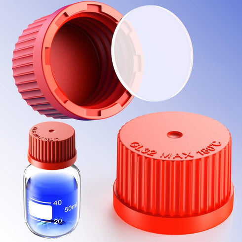 Polypropylene PBT GL25 GL32 GL45 Screw Cap with Pour Ring and Silicone Gasket for Media Bottles (GL32 PBT 2PCS)