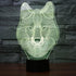 3D 7 Ticent Animals Wolf Night Light Touch Control Desk Lamps, Color Changing Table Lights with Acrylic Flat, ABS Base