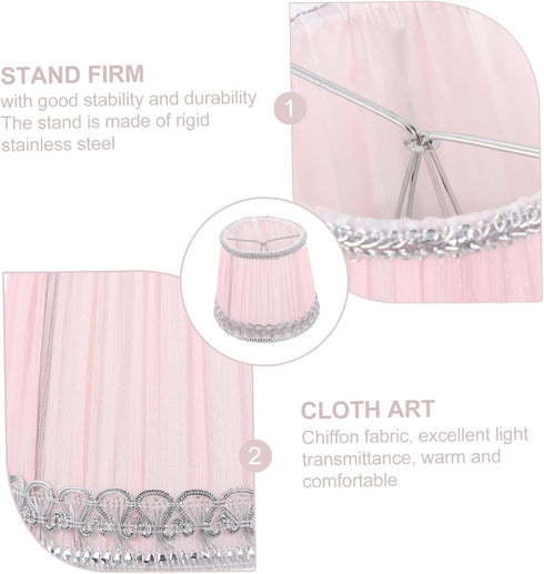 Angoily Fabric Lampshade, Small Lamp Shades For Floor Lamps, European Lamp Shade, Chiffon Pleated Lampshade, Clip-on
