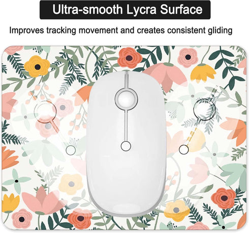Small Mouse Pad, Mini 6 x 8 Inch with Non-Slip Rubber Base for Home Office & Travel (Pretty Flowers)