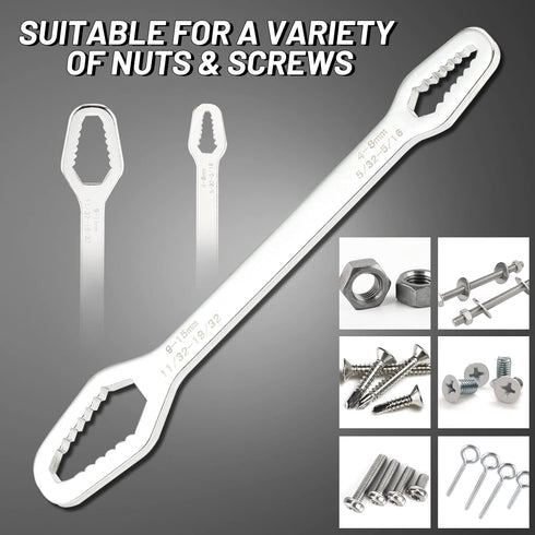 Double Ended Multifunctional Universal Wrench, Adjustable Wrenches for DIY Machine Auto Maintenance, Self-Tightening