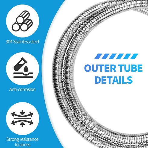 1Pcs 1/2" 1/4" Sprayer,47inch Stainless Steel Shampoo Bowl Hose Thread Sprayer Head to Thread Water Pipe Silver Sink