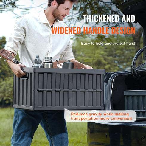 65L 3 Packs, VEVOR Collapsible Storage Bins with Lids Stackable Utility Crates with Handles, Large Folding Containers