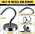 6 Pack Black Metal Magnetic Hooks 40lb+ Heavy Duty Strong Magnets for Cruise Ship Walls, Hanging, Tool, Kitchen