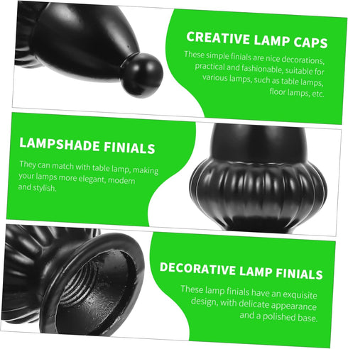 2pcs Veemoon Black Aluminum Lamp Shade Finial Knob Decorative Home Accessory for Table Floor Lamps Inner Thread for DIY