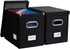 PRANDOM File Organizer Box - Set of 2 Collapsible Decorative Linen Filing Storage with Lids (Black)