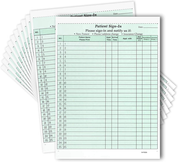 NextDayLabels - NCR Carbonless 3 Part Patient Sign in Forms, HIPAA Approved
