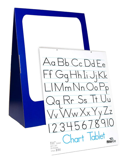 Flipside Products 24" x 33" x 14" Spiral Bound Flip Chart Set, Blue, White, with 18" x 24" Dry Erase Board