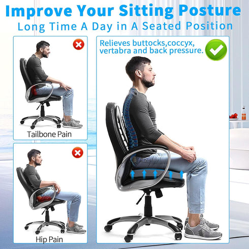 ANKUNABA Tailbone Seat Cushions for Office Chairs, Large Memory Foam Desk Chair Cushion for Coccyx Sciatica Back Pain