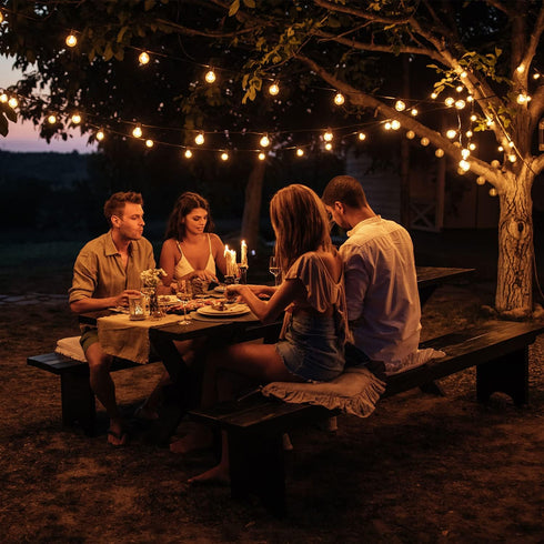 ZOTOYI Outdoor String Lights 50FT, LED Patio Lights with 27 Plastic G40 Bulbs, Waterproof Edison Globe Lights