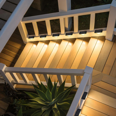6 Pack 33 SOLPEX Four-Sided Illumination Solar Step Lights for Outside, Solar Stair Lights Outdoor, Solar Railing