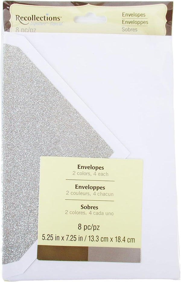 Show-Offs Gold & Silver Glitter Envelope Set | Size A7, 8 Count