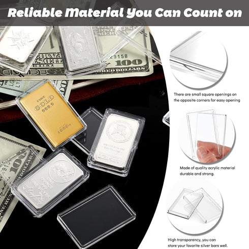 WAEKIYTL 1 Oz 1 (20) Silver Bar Holder Silver Bar Case Silver Bar Capsule Storage Bar Capsule Clear Acrylic Storage