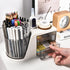 Rotating Desk Organizer with 2 Drawers, Pencil Pen Holder with 4 Compartments for Office, Home, White