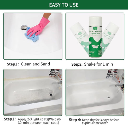 450ml 2 pack, Countertop styleonme Tub and Tile Spray Paint White, * Diy Paint kit, Suitable for Ceramic, Porcelain