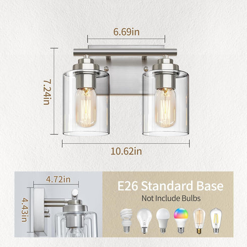 2-Light) SKEJAO Bathroom Vanity Light Over Mirror,Vanity Light for Bathroom,Bathroom Light Fixture Wall Sconce Lighting
