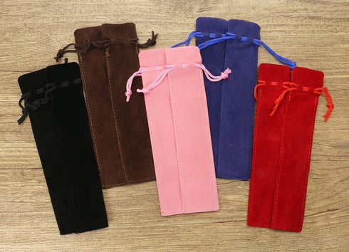 Tupalizy 10PCS Velvet Drawstring Pen Pouch Bag, 6.9x1.4 Inch Single Suede Sleeve for Protecting Storing