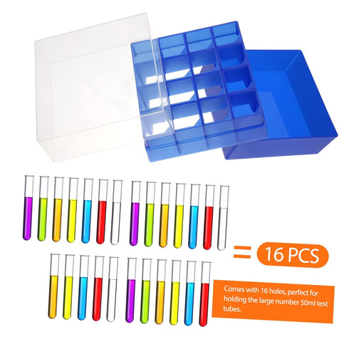 Healvian 3pcs Tube Box Rack for 50ml Tube Holder Vials Storage Tray, Small Plastic Cryogenic Test Tube Storage