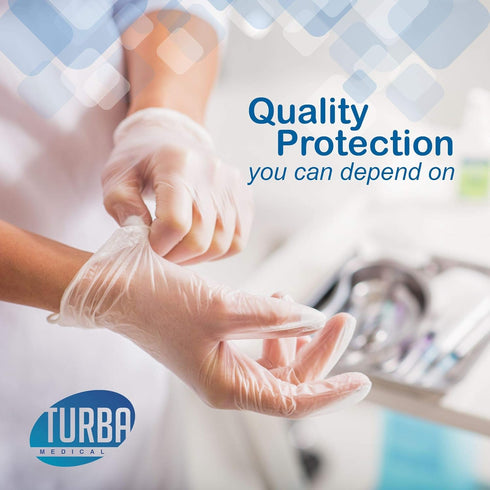 TURBA 100 Clear Latex-Free Disposable Gloves Ct. Single-Use Powder-Free Vinyl Gloves Non-Latex Gloves for Cleaning