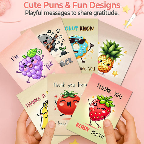 Cute Thank you cards with Envelopes & Stickers - Cute Pun Blank Greeting Cards | Pefect for Baby Shower, Wedding