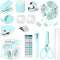 Mini Office Supplies, Turquoise Green School Supplies with Sticky Notes, Mini Stapler, Tape Dispenser, and More
