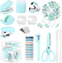 Mini Office Supplies, Turquoise Green School Supplies with Sticky Notes, Mini Stapler, Tape Dispenser, and More