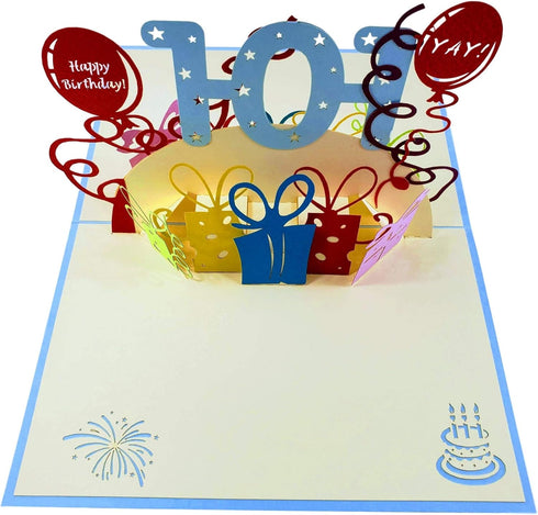 iGifts And Cards Happy 101st Birthday 3D Pop Up Greeting Card - Unique, Fun Gift for Special Occasions, Celebration