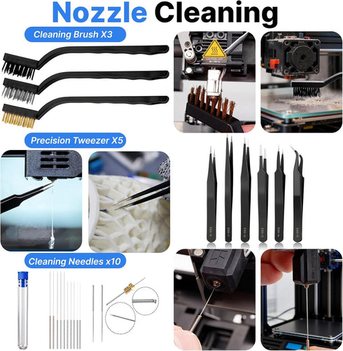 Golfory 3D Kit,40Pcs 3D Sponges,Nozzle Printer Tools Printer Accessories for FDM Printers,Includes Removal
