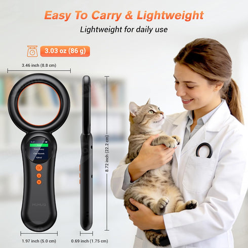 MUMUQ FDX-B(ISO11784/85) 500 1.44 Inch Pet Microchip Scanner, EMID Animal Micro Chip Reader Records Data Storage