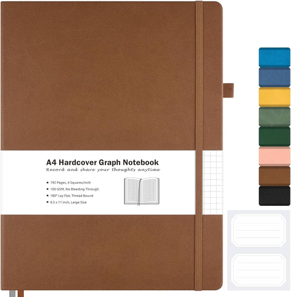 Graph Paper Notebook, Hardcover, 8.5 x 11, Grid Journal for Women Men, Thick Paper, A4 Notebooks for Work