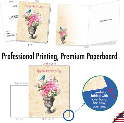 The Best Card Company Big Mother's Day Card, 8.5 x 11 Inch, Floral Card for Mom, Beautiful Flowers