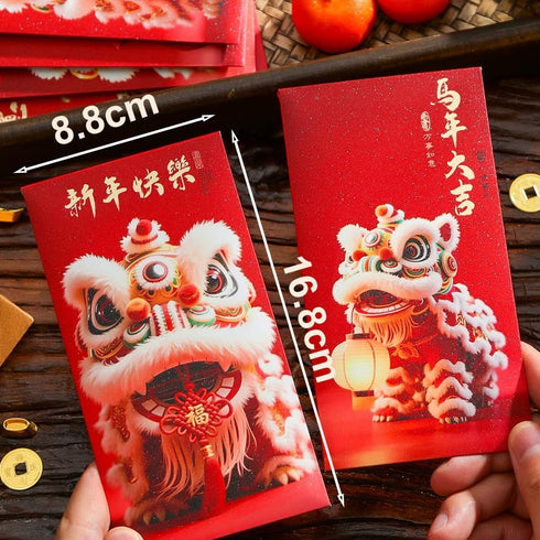 BAIWOVIS 6 Pack Packets, 1) Chinese New Year Red Envelopes, Traditional Lunar New Year of Horse Money Lucky Money