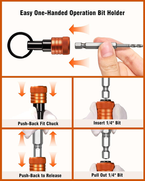 12 Set, 1/4 inch Bit Holder Key Chain Pcs Socket Hex Shank Bit Holders Keychain for Impact Drills Nut Driver, Quick
