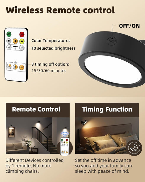 5500mAh 3 360Rotation Dimmable (2 Pack) EZVALO LED Wall Mounted Lights, Rechargeable Wall Sconces Lamp, Color Temps