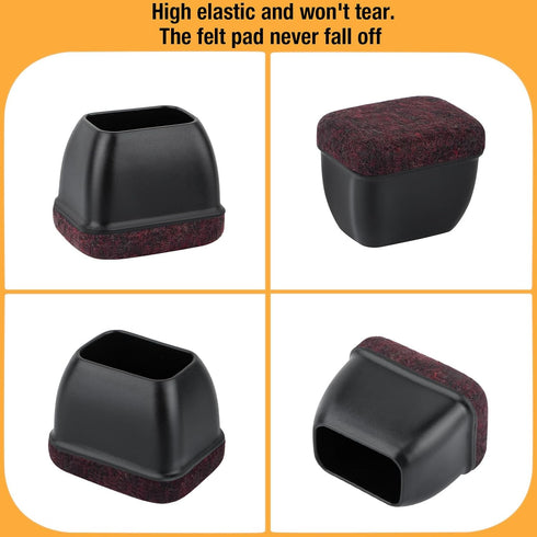 32 Pcs Rectangle Chair Leg Floor Protectors, Silicone Chair Leg Protectors for Hardwood Floors, High Elastic Chair Leg