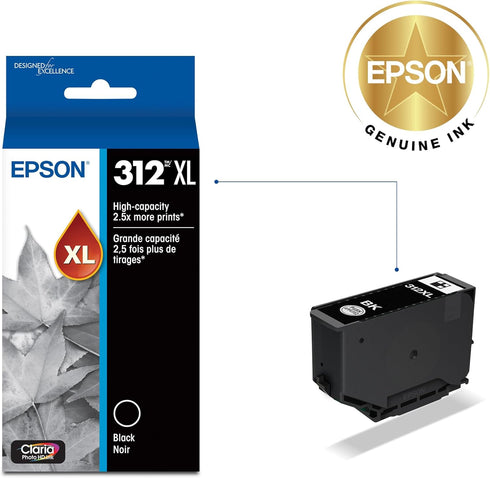 Epson 312 (T312XL120-S) XP-8500, 8600, 8700, 15000 Claria Photo HD Ink High Capacity Black Cartridge Works