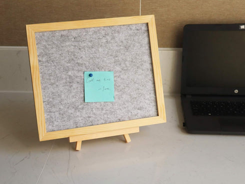Framed Felt Bulletin Board 13 x 11 inch with Tabletop Stand, Memo Message Pin Board for Home Office, Push Pins Included