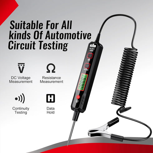 HABOTEST Test Light Automotive, 0.8V-100V DC Buzzer Circuit Tester with Sharp Probe and Flashlight