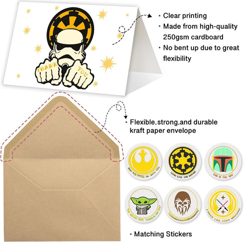 Tbwoet 4 6 48 Packs Star Thank You Cards Wtih Envelopes & Stickers,Greeting Note Blank Cards