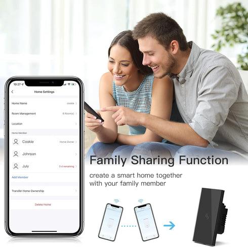BSEED Smart Water Heater Switch, WiFi Touch Switch with Smart Life APP Control, 20A Black