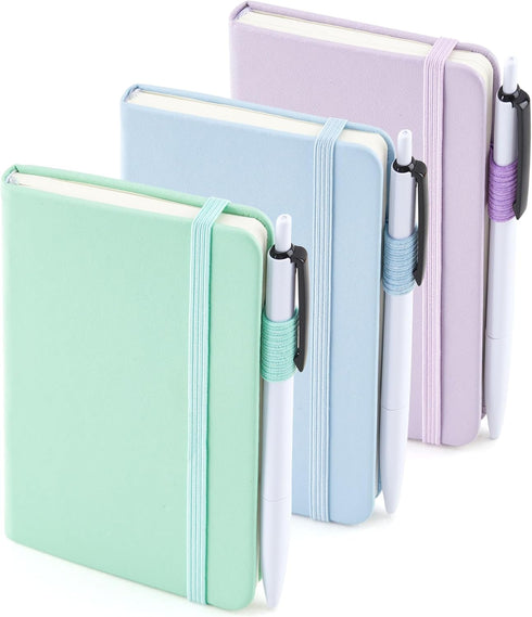 feela 3 Pack Pocket Small Notebook Journals, Mini Cute Hardcover College Ruled Notepad, 3.5”x 5.5”, Pastel Colors with